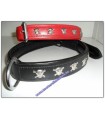 TDB Collier Luxe en cuir rouge motifs pirates 50 cm