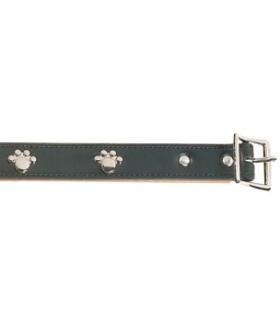 Collier cuir noir patte argenté 40 cm/20mm