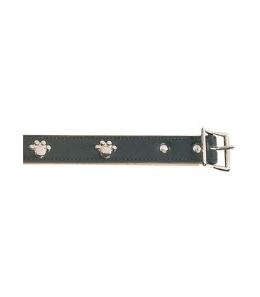 Collier cuir noir patte argenté 40 cm/20mm