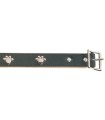 ***COLLIER CUIR NOIR PATTE ARGENTÉ 35 CM/20MM