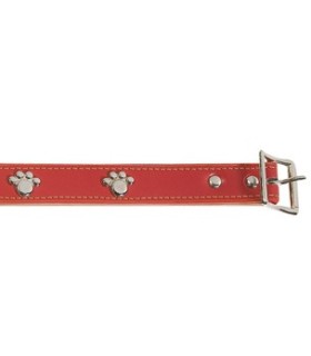 Collier cuir rouge patte argenté 35 cm/20mm