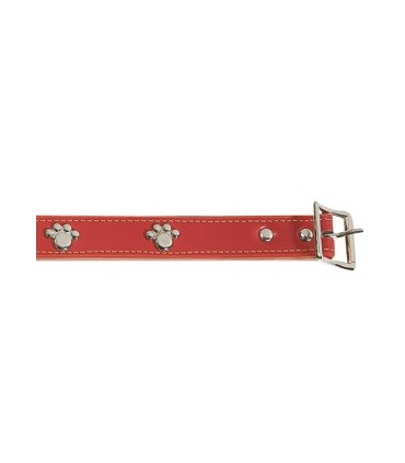 Collier cuir rouge patte argenté 35 cm/20mm