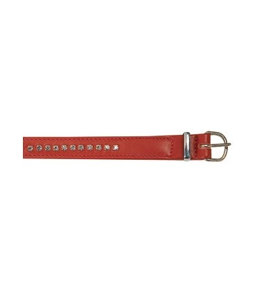 Collier cuir agneau rouge clou argenté 35 cm