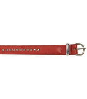 Collier cuir agneau rouge clou argenté 40 cm