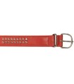 ***COLLIER CUIR AGNEAU ROUGE STRASS DOUBLE 35  CM/ 25 MM