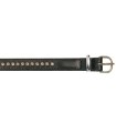 Collier cuir agneau noir strass simple 30 cm/ 14  mm