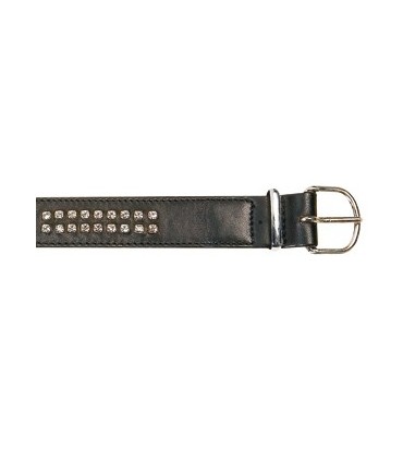 Collier cuir agneau noir D clou argenté 40 cm