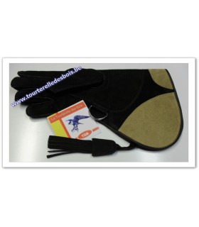 Gant cuir nubuck [2] Large - noir / jaune 36.5cm - DROIT