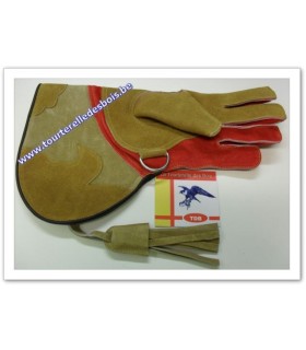 Gant cuir suede [2] Small - camel / oiseau / rouge - 
