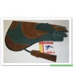 Gant cuir suede [2] M -  vert foncé / camel - 36 cm