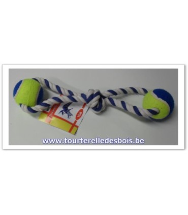 Corde de tirage avec 2 balles de tennis 37.5 cm