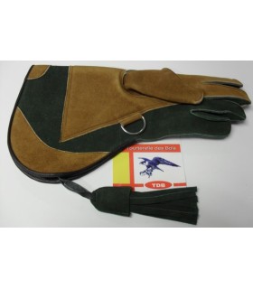 GANT CUIR SUEDE [2] LARGE TABAC / VERT BOUTEILLE - 36CM