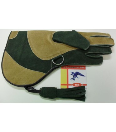 GANT CUIR SUEDE [2] LARGE - CHAMOIS /VERT - 36CM