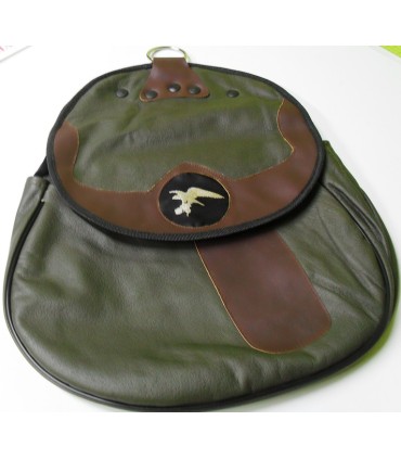 SACOCHE DE CUIR NUBUCK VERT OLIVE AVEC LOGO