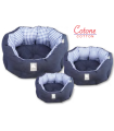 CORBEILLE CHIEN TISSU VICHY BLEU / JEANS - JET SET - 50 CM