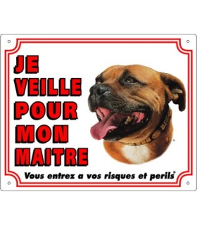 Panneau pvc Staffordshire bull terrier blanc