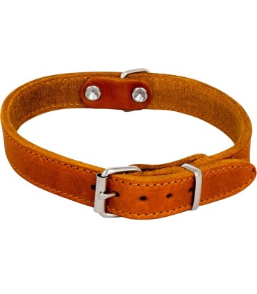 J&V COLLIER EN CUIR COGNAC - 30CM/10MM