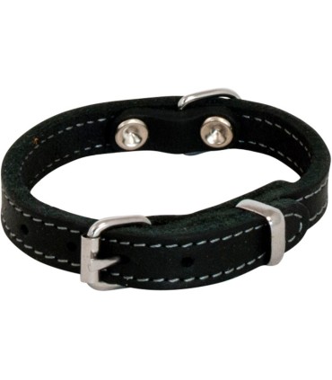 TIMELESS COLLIER EN CUIR GRAS NOIR - 14MM/35CM