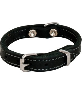 TIMELESS COLLIER EN CUIR GRAS NOIR - 16MM/40CM
