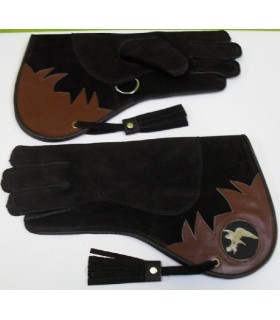 GANT CUIR NUBUCK [2] LARGE - NOIR AVEC LOGO - 36 CM