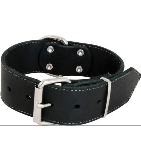 TIMELESS COLLIER EN CUIR GRAS NOIR  [LARGE] - 50MM/65CM