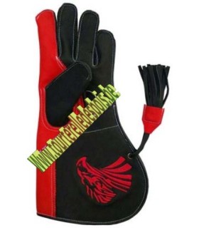 GANT CUIR VACHETTE [2] LARGE - ROUGE / NOIR - TÊTE AIGLE2  - 36CM