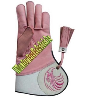 GANT CUIR VACHETTE [2] LARGE - ROSE / BLANC ET TÊTE AIGLE - 36CM