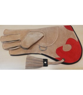 GANT CUIR SUEDE [2] LARGE - BEIGE / ROUGE - 36 CM - DROIT
