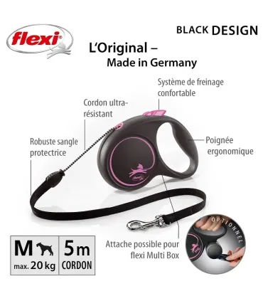FLEXI BLACK DESIGN - CORDE -  SMALL/ 5M - ROSE