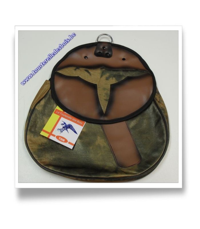 SACOCHE DE CUIR NUBUCK CAMOUFLAGE AVEC  DÉCOUPE OISEAU BORDEAU