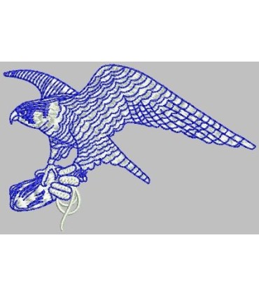 T-Shirt bleu marine 210 grs  - L avec broderie faucon bleu