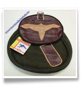 Sacoche de cuir nubuck vert olive avec ndécoupe oiseau nb