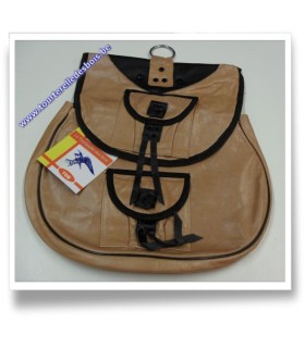 Sacoche de cuir naturel avec  2 pochettesnnb