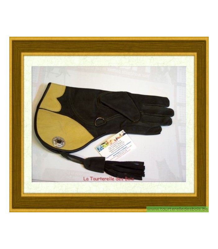 Gant cuir nubuck [2] Large -  noir / jaune - 36.5cm