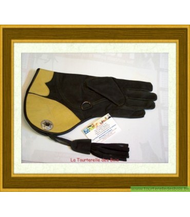 Gant cuir nubuck noir et jaune 36.5cm