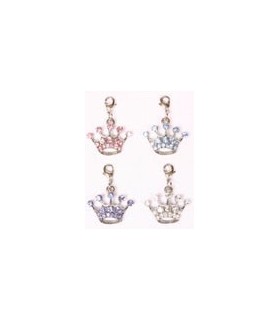 Pendentif couronne de strass rose